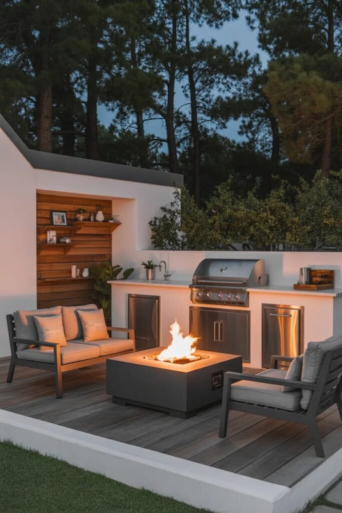 Outdoor kitchen design ideas 26 Outdoor kitchen with fire pit ideas