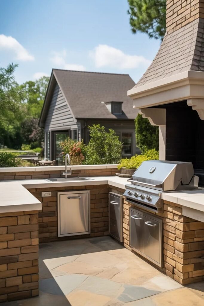Outdoor kitchen design ideas 27 Outdoor kitchen with stone countertops ideas
