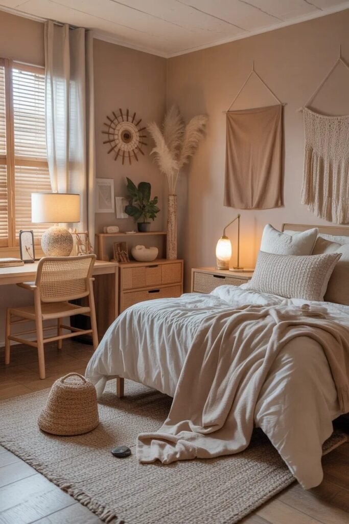 modern luxury dorm neutral theme