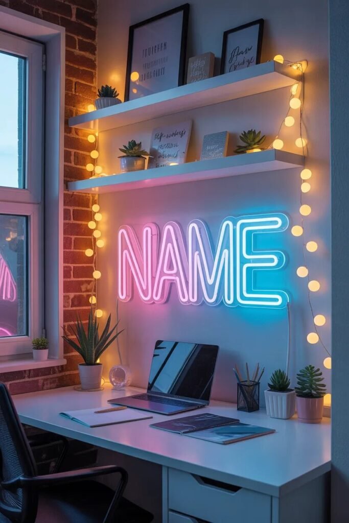 modern luxury dorm neon ideas