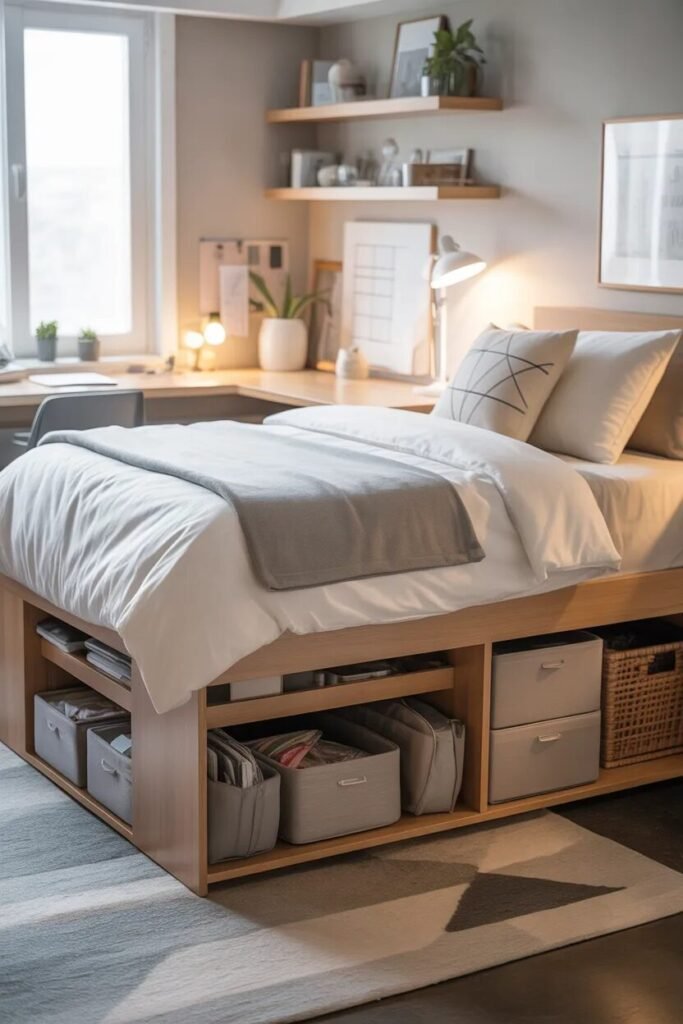 modern luxury dorm storage underbed