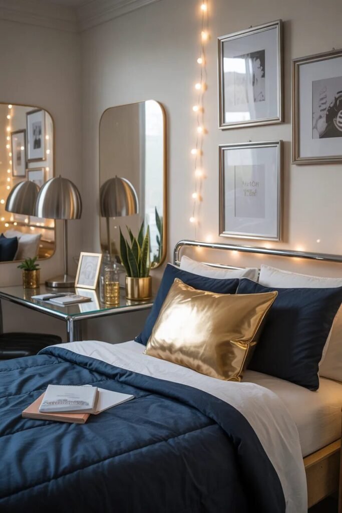 modern luxury dorm metallic decor