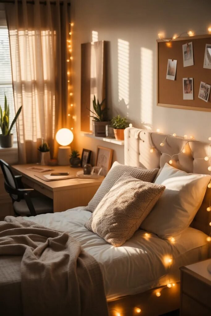 modern luxury dorm lighting setup