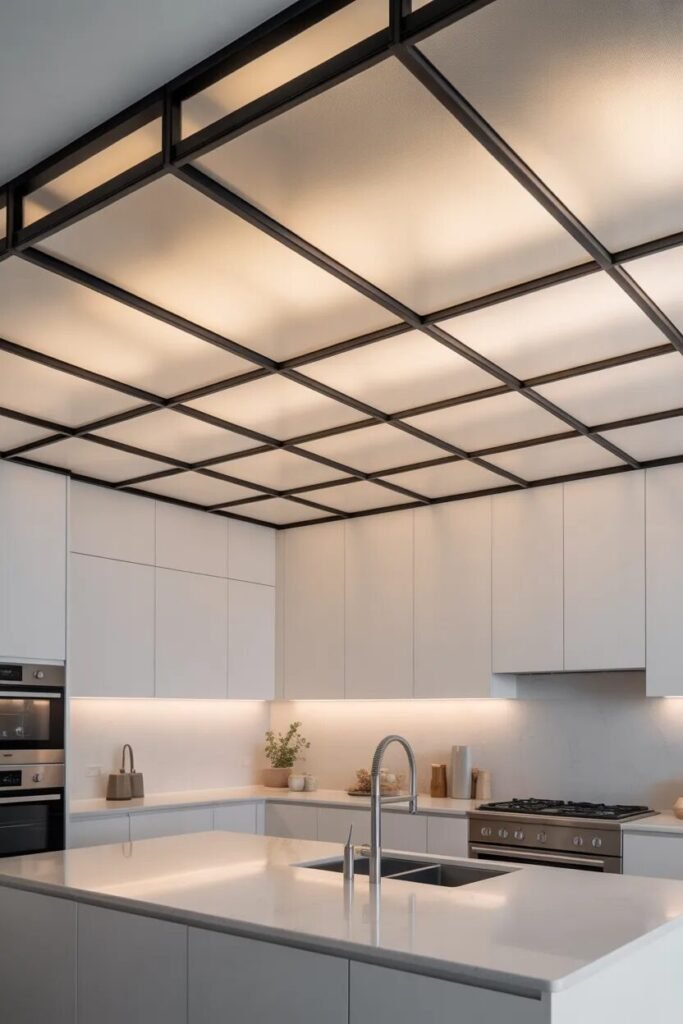 frame grid kitchen ceiling ideas