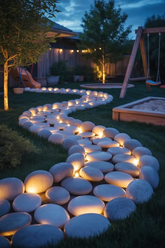 backyard playground ideas glow path
