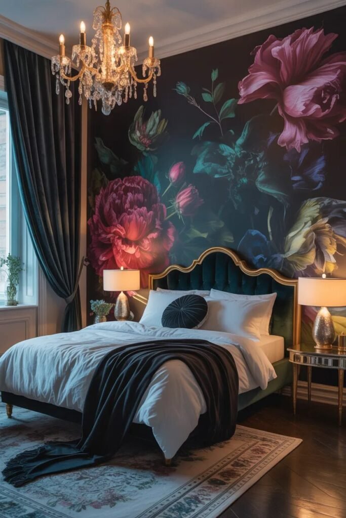 dark floral bedroom ideas decor