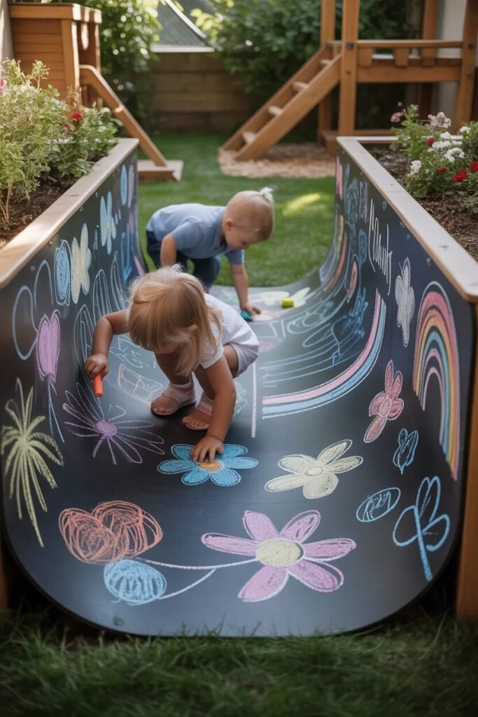 backyard playground ideas chalk tunnel