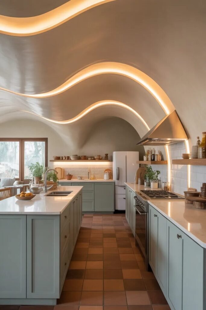 wave plaster kitchen ceiling ideas