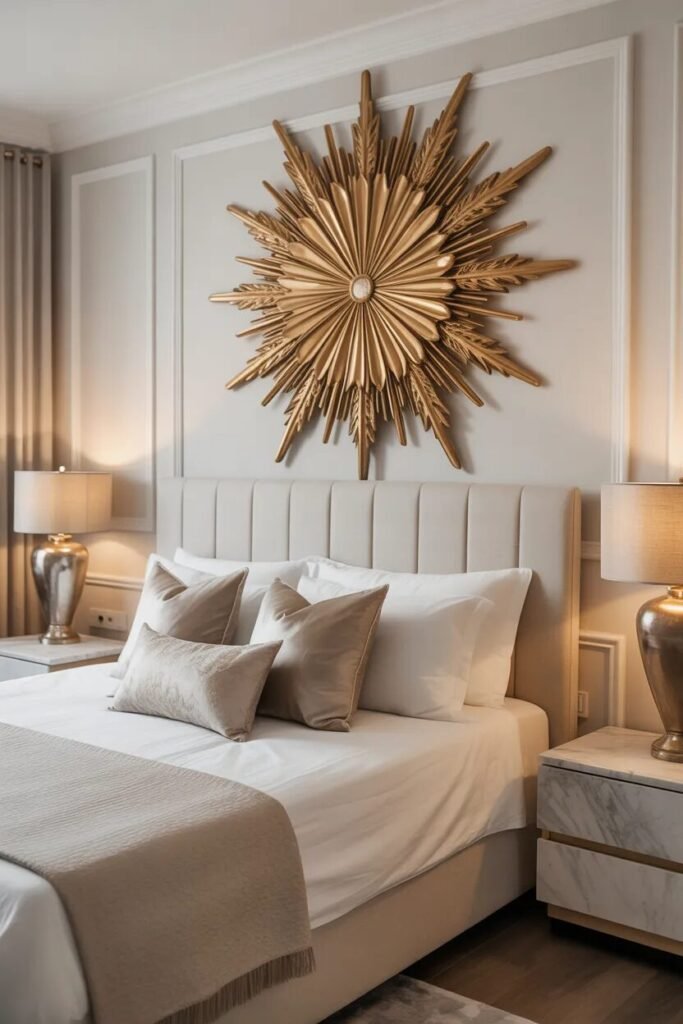 Stylish above bed decor ideas 8 Sunburst stylish above bed decor ideas