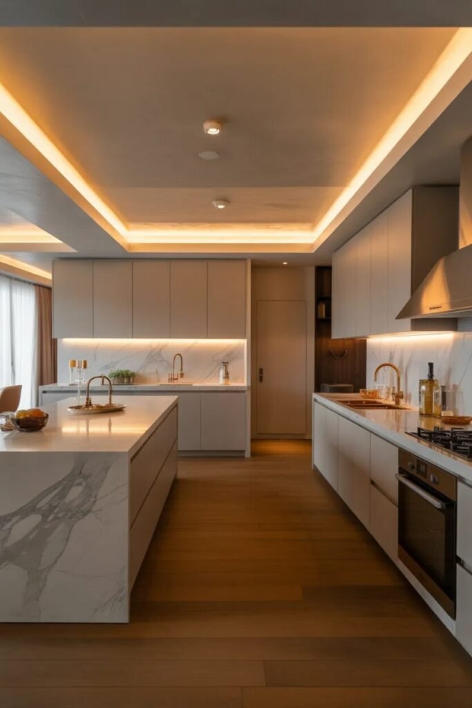  contemporary kitchen ceiling design seamless slab