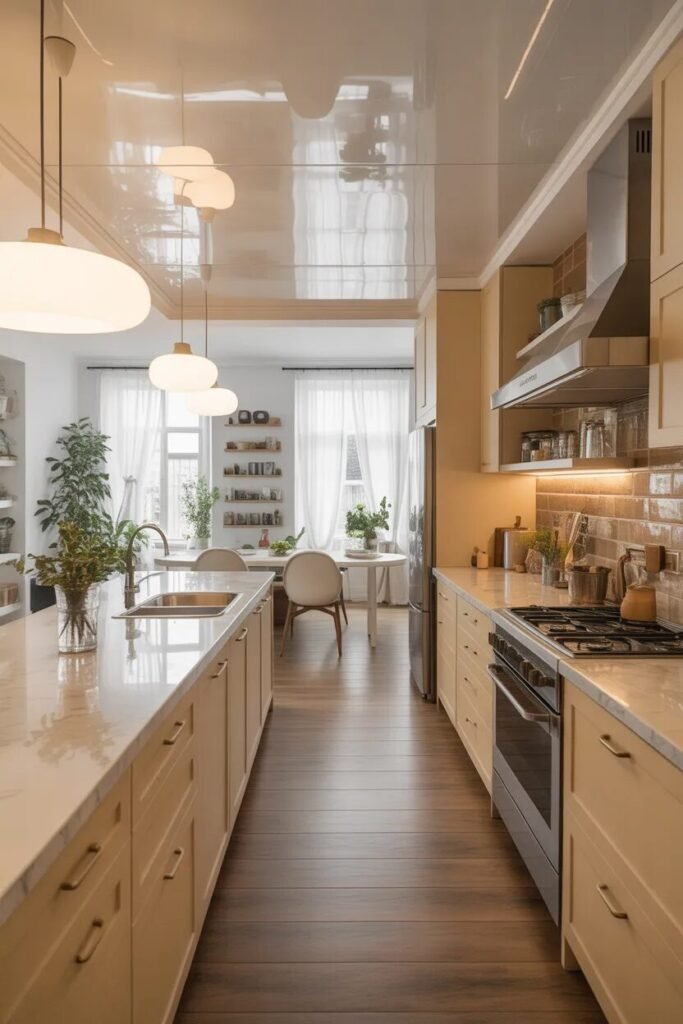 contemporary kitchen ceiling design glossy