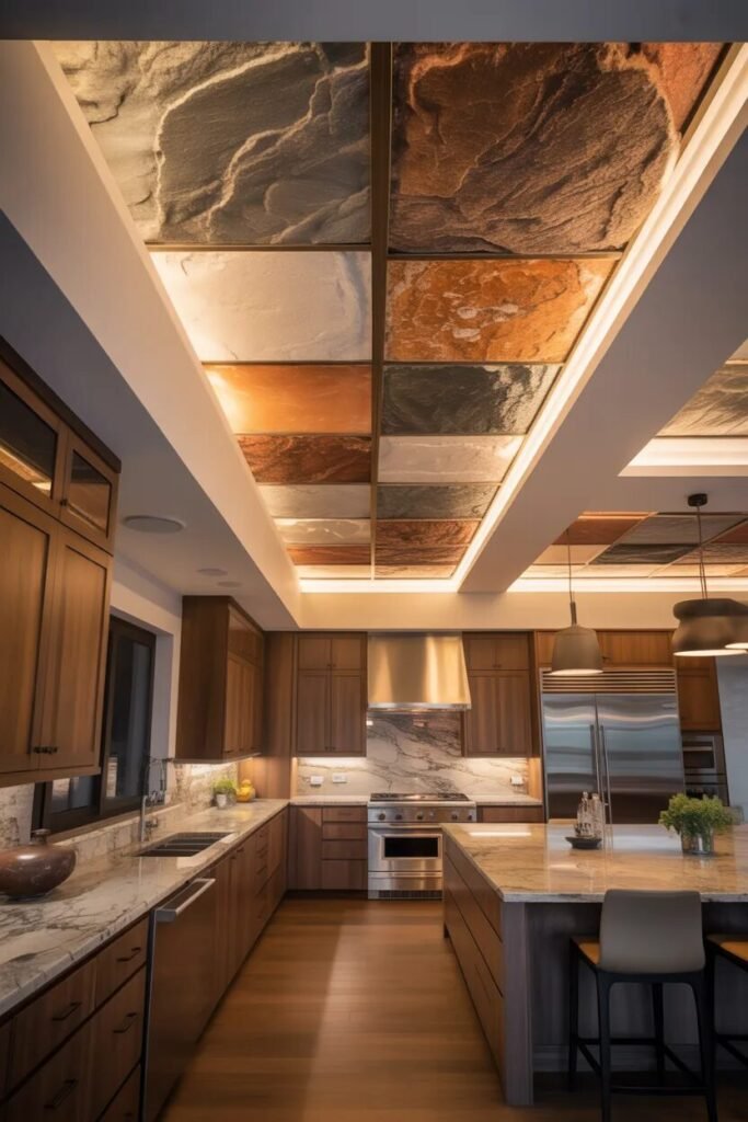 contemporary kitchen ceiling design stone