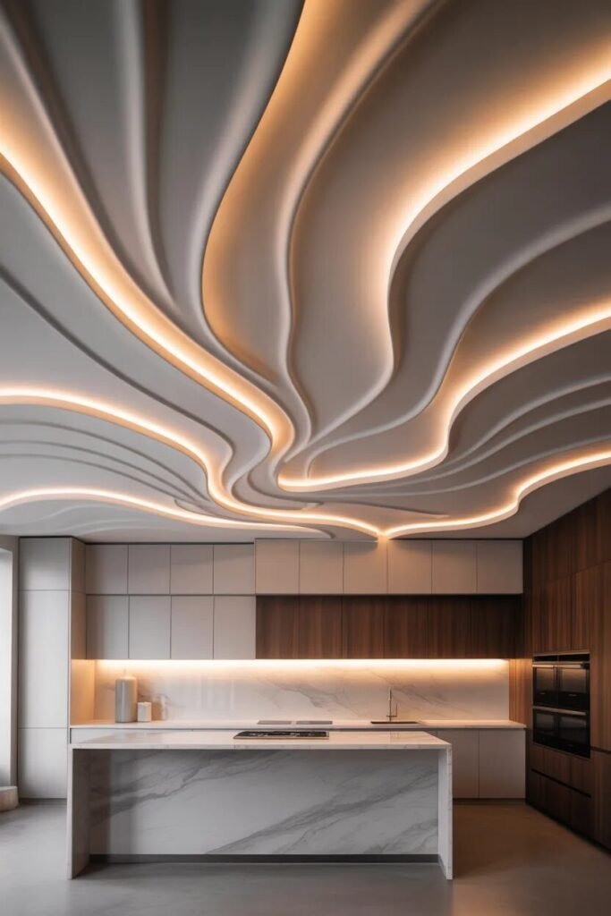 contemporary kitchen ceiling design wave