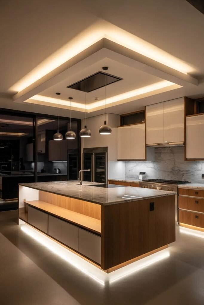 contemporary kitchen ceiling design island