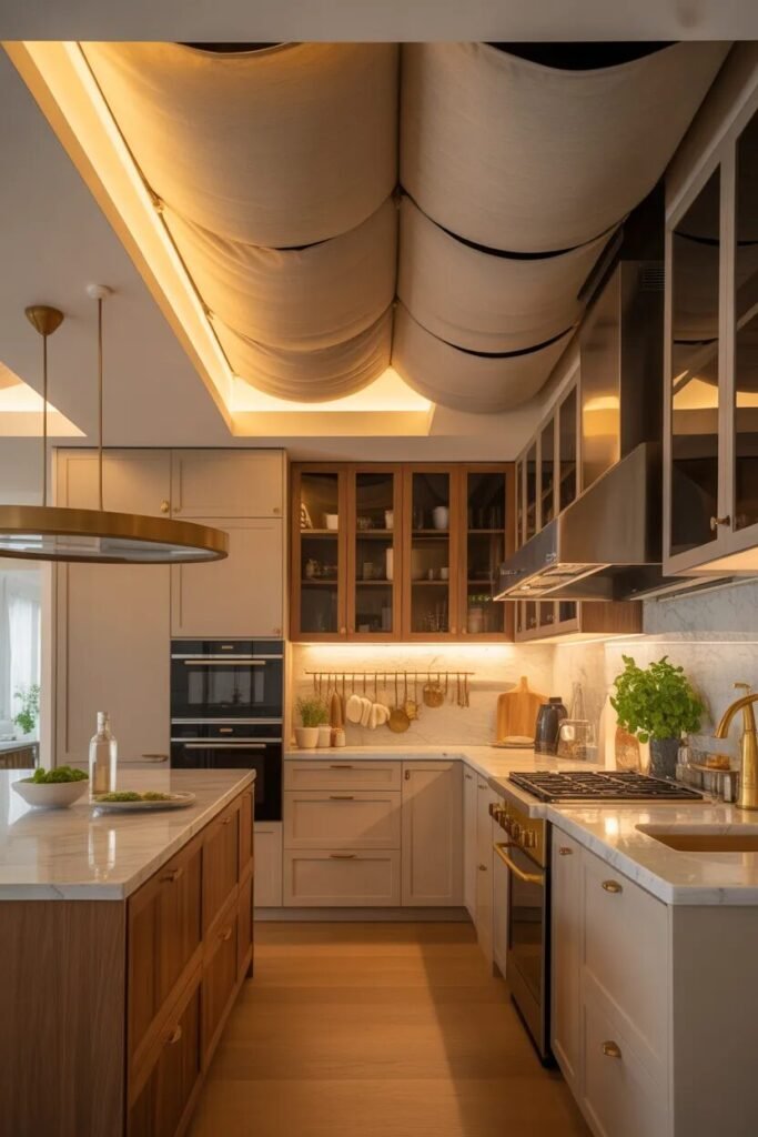 contemporary kitchen ceiling design fabric