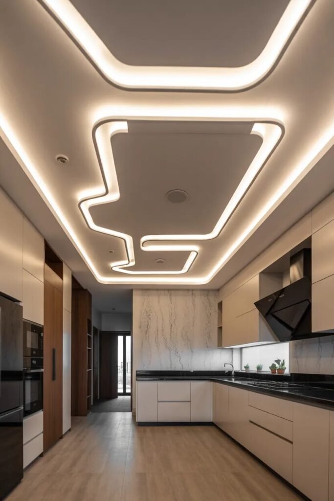 contemporary kitchen ceiling design geometric