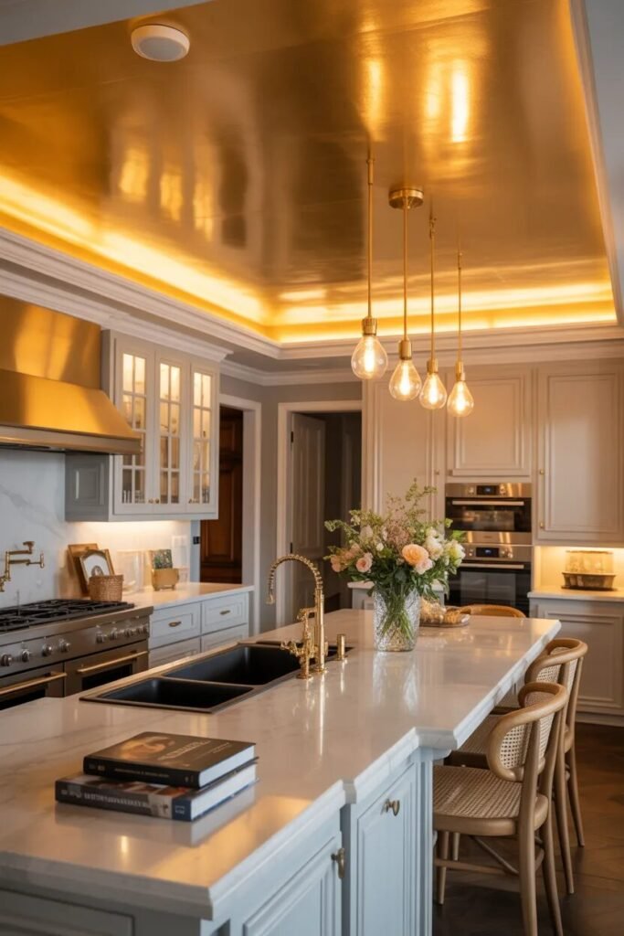 contemporary kitchen ceiling design gold