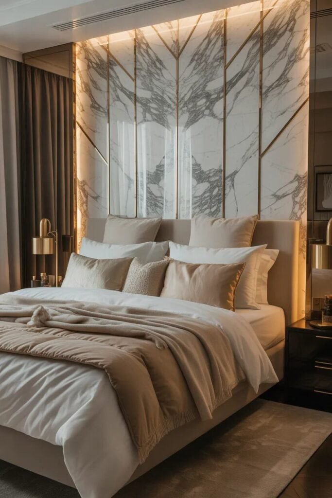 Stylish above bed decor ideas 13 Marble stylish above bed decor ideas