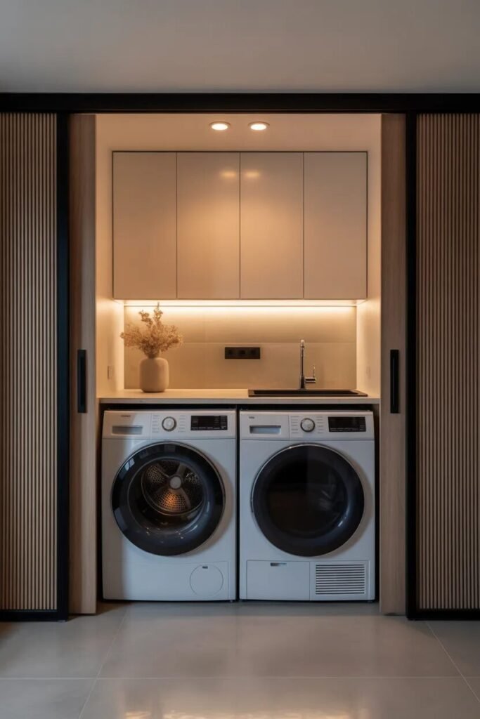 laundry room organization ideas hidden appliances