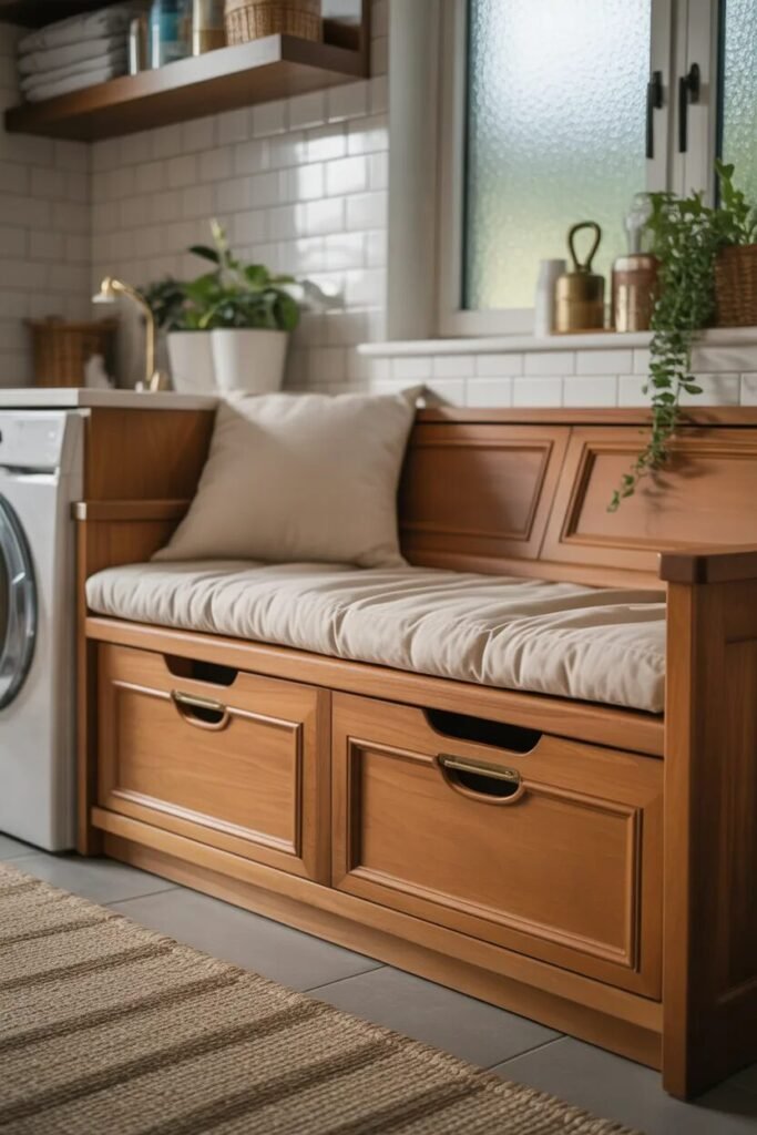 laundry room organization ideas bench storage