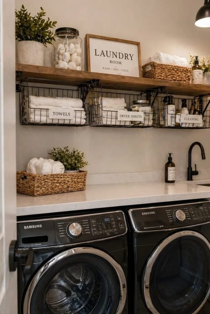  laundry room organization ideas hanging baskets