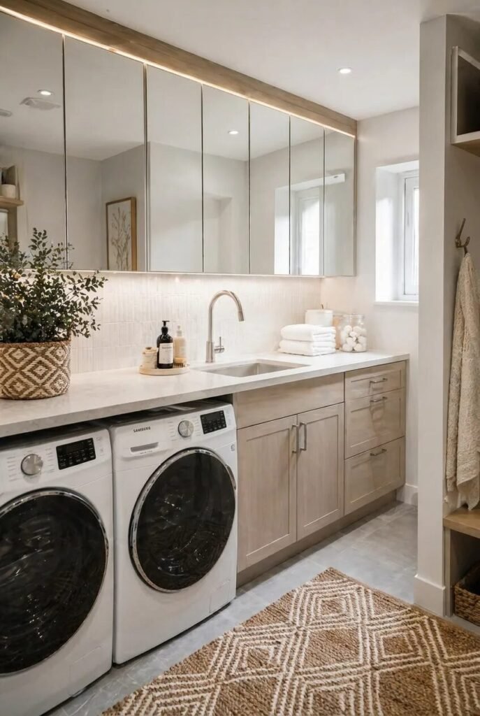 laundry room organization ideas mirror cabinet