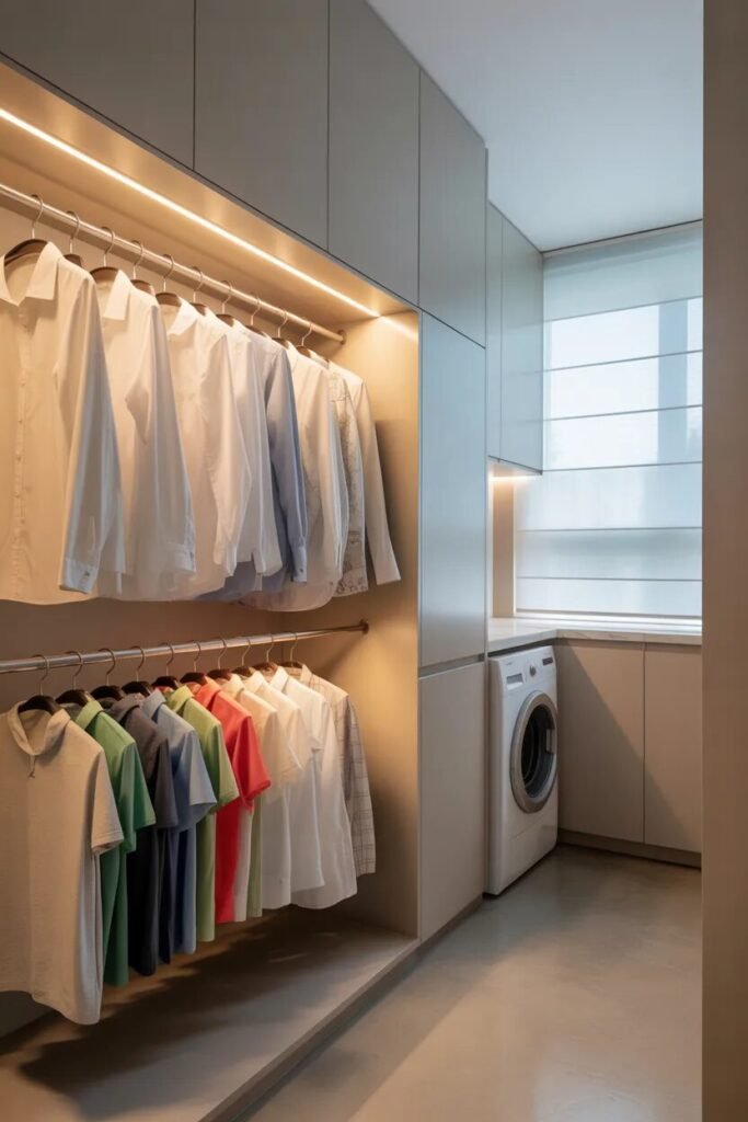 laundry room organization ideas hanging rods