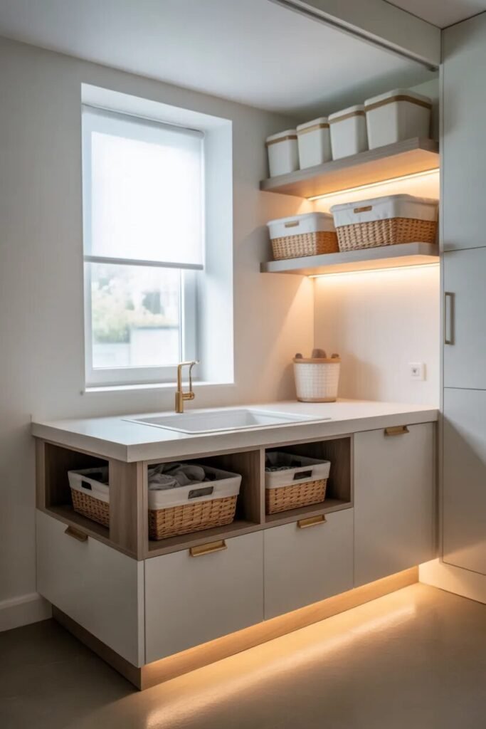 laundry room organization ideas folding corner