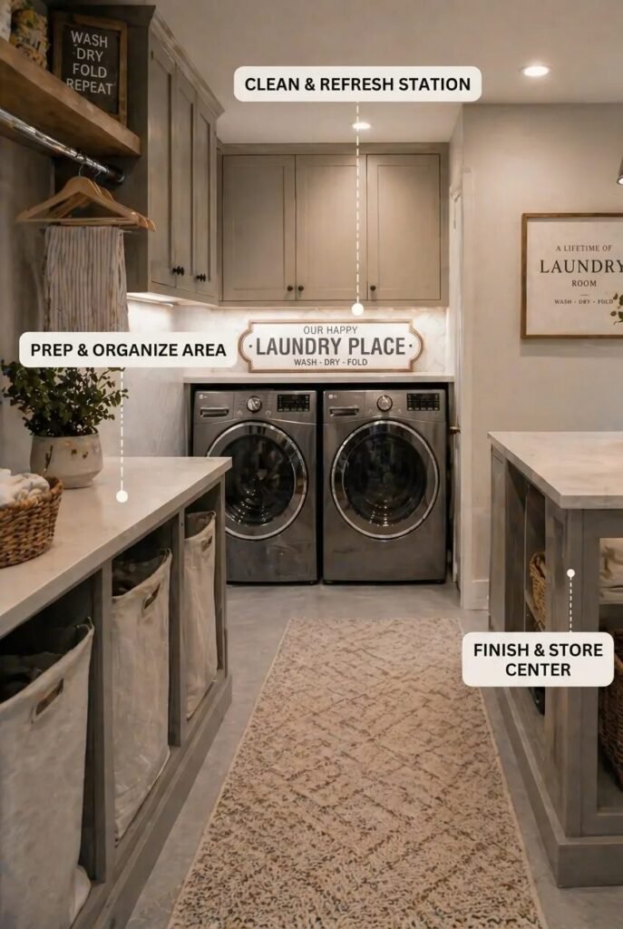 laundry room organization ideas zone layout