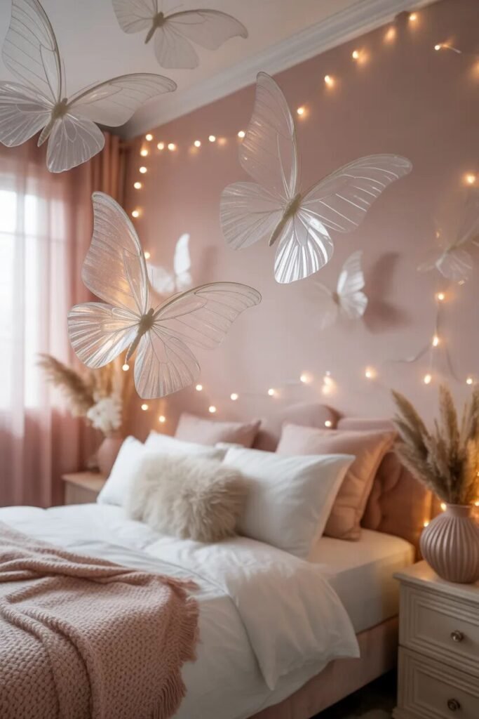 Stylish above bed decor ideas 18 Butterfly stylish above bed decor ideas