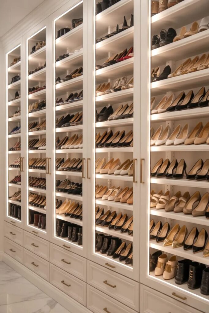 shoe closet ideas wall