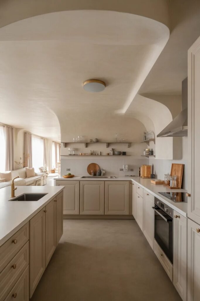 textured modern luxury kitchen ceiling design