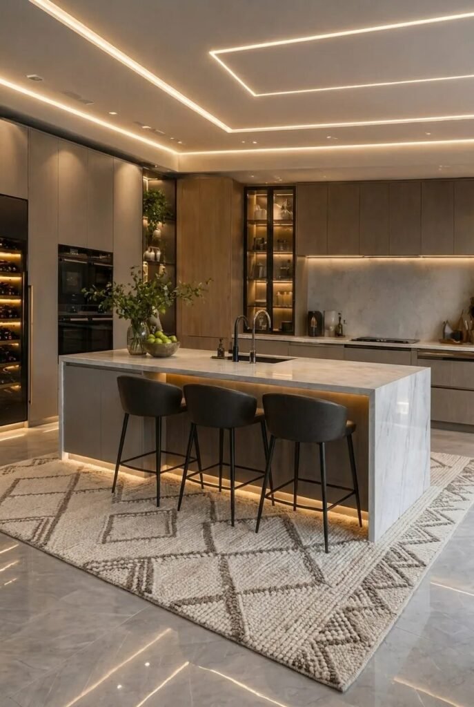 LED modern luxury kitchen ceiling design