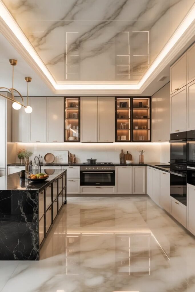 marble modern luxury kitchen ceiling design