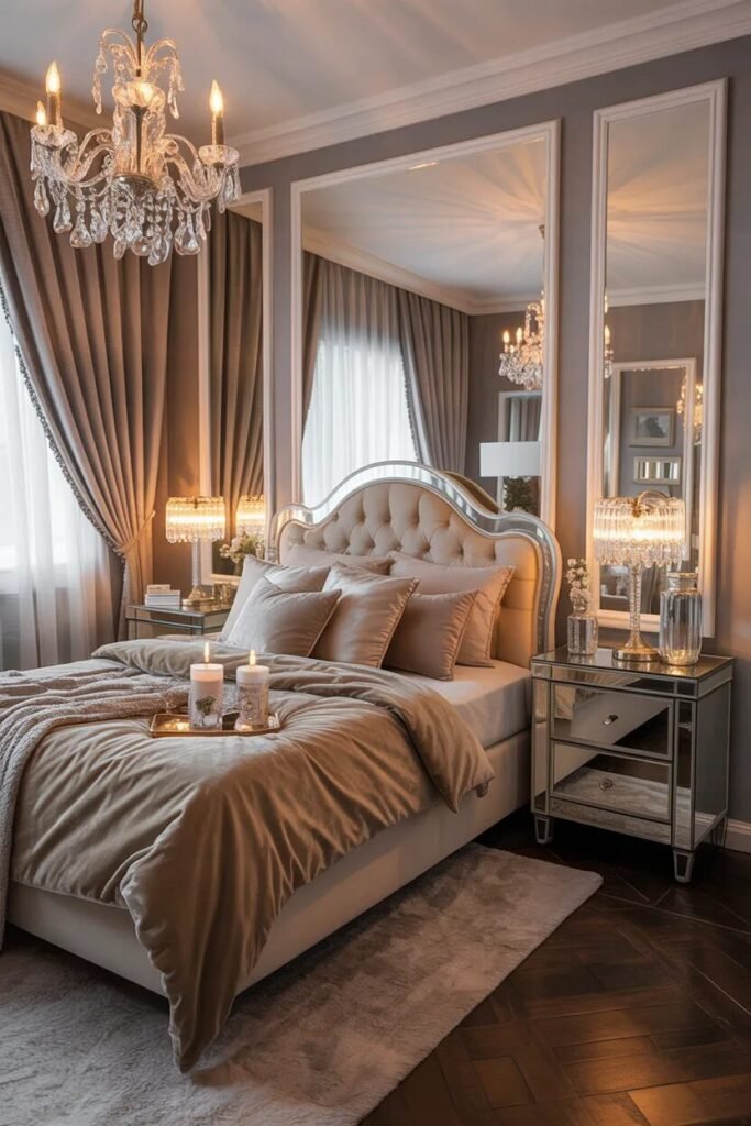 stylish small bedroom ideas mirrored decor