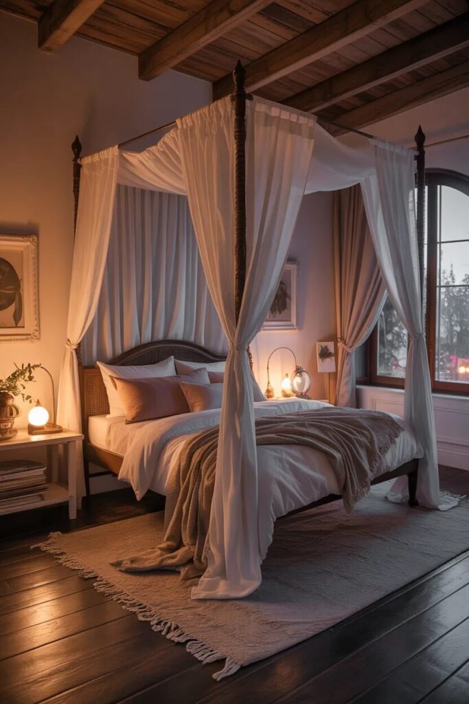 stylish small bedroom ideas canopy bed