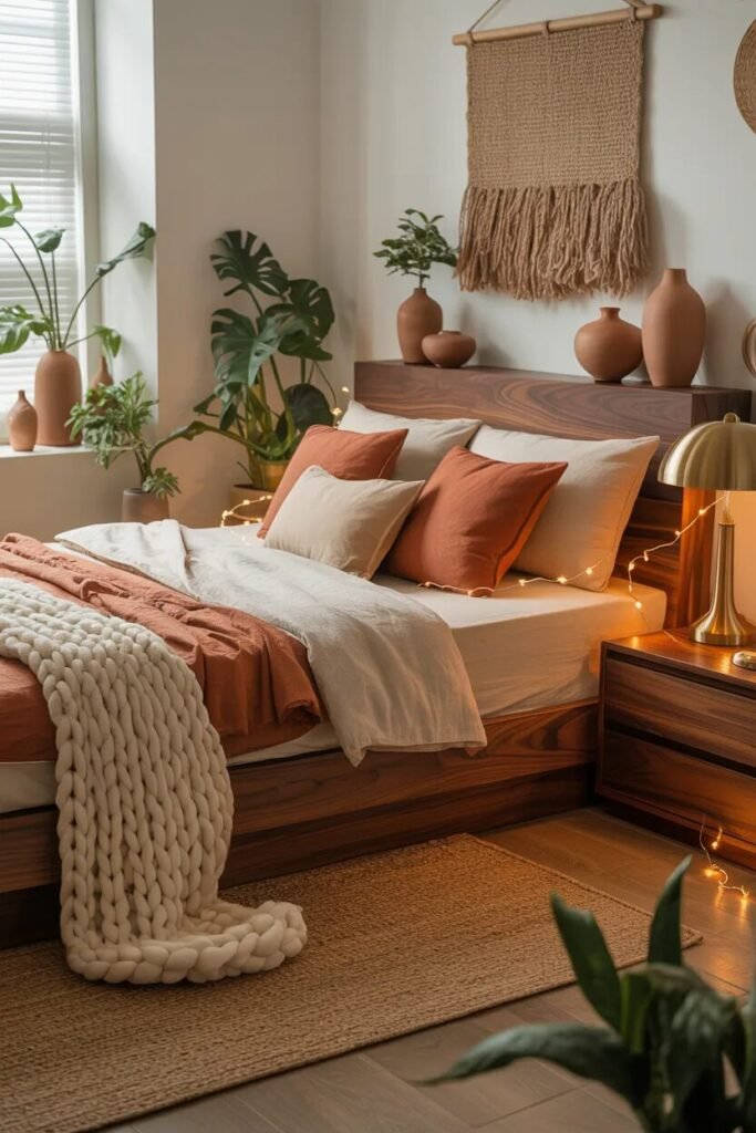 stylish small bedroom ideas earthy modern