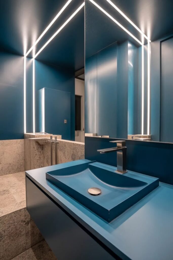 matte blue bathroom ideas modern
