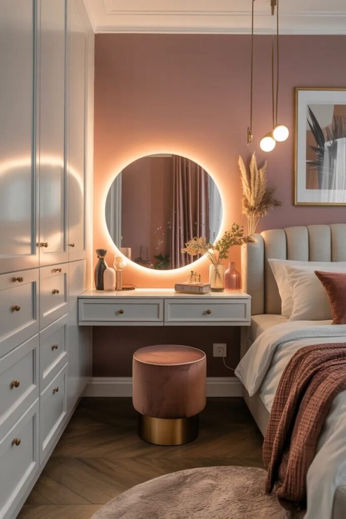 stylish small bedroom ideas vanity setup