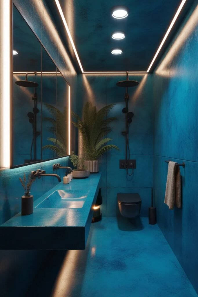 concrete blue bathroom ideas modern