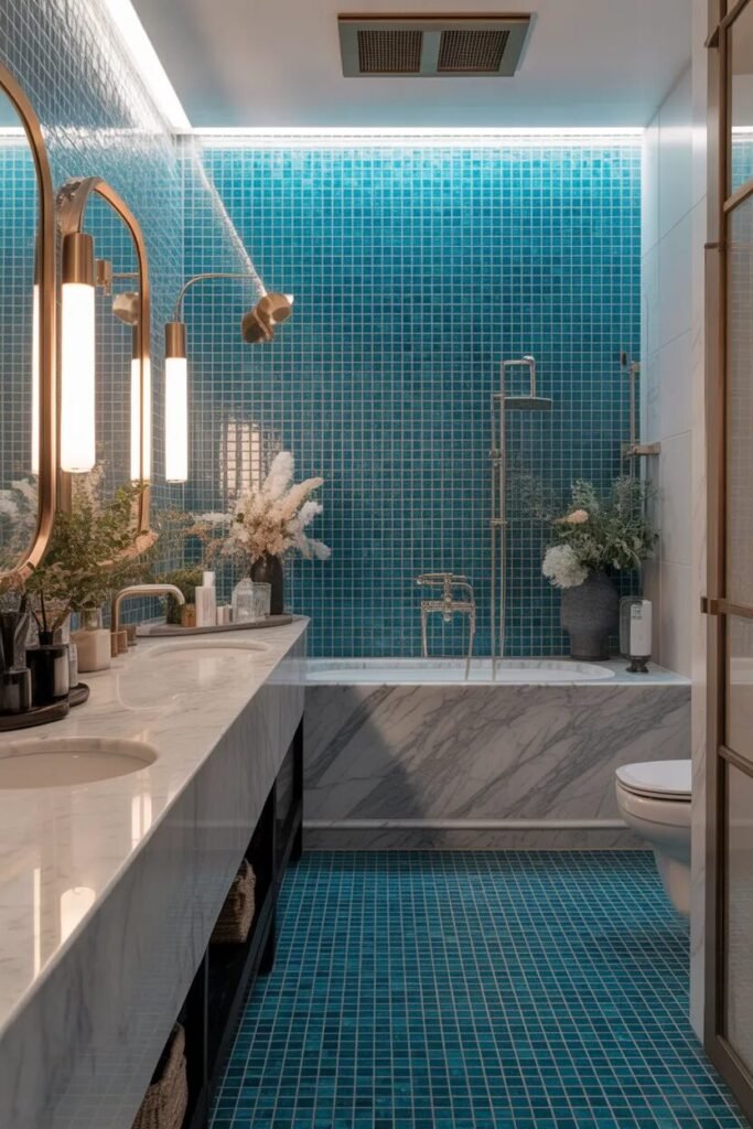  mosaic blue bathroom ideas luxury