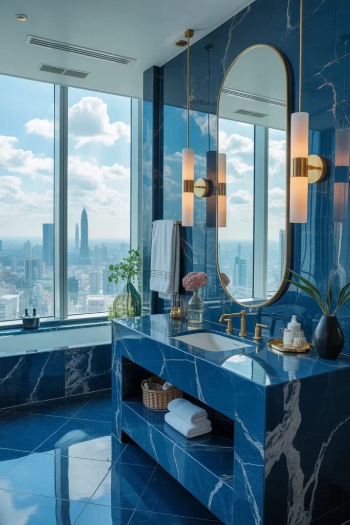 penthouse blue bathroom ideas luxury