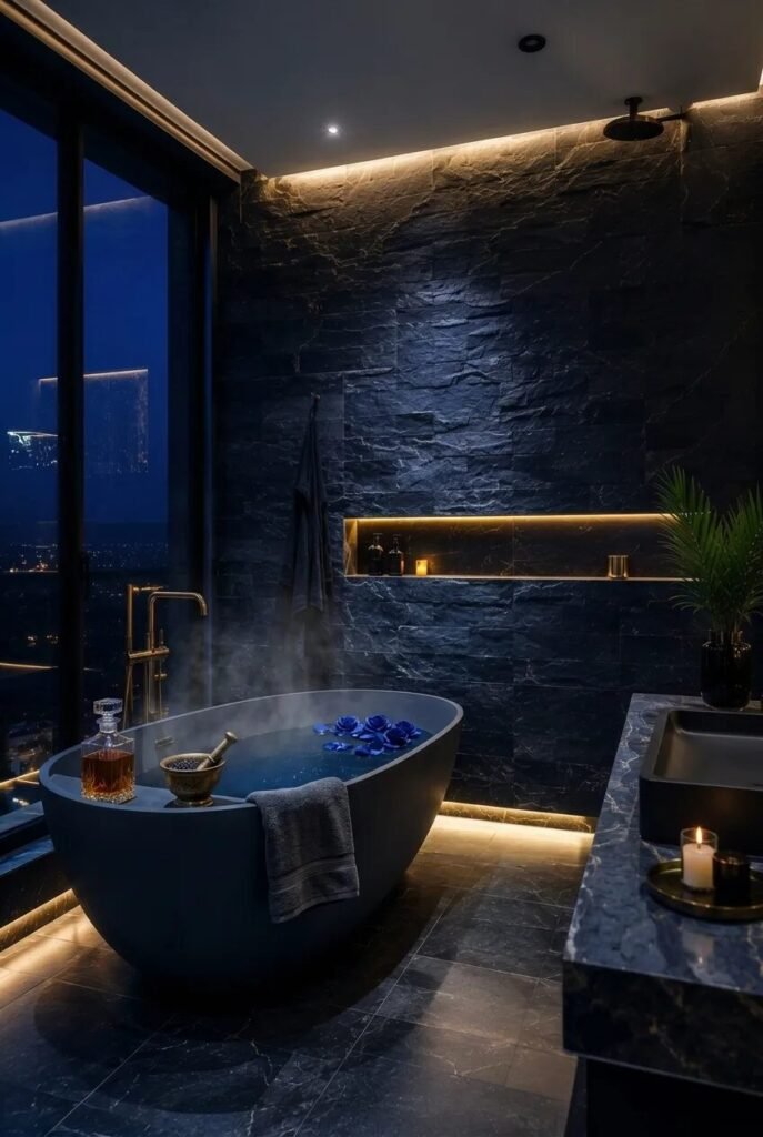 spa luxury blue bathroom ideas