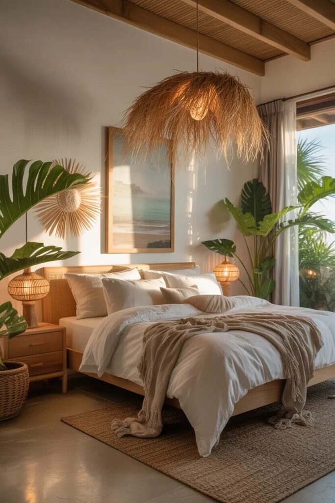Bali beach theme bedroom ideas