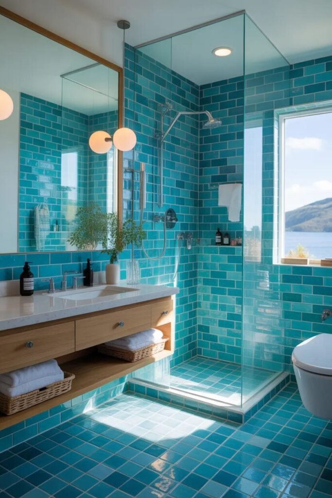 ocean blue bathroom ideas modern
