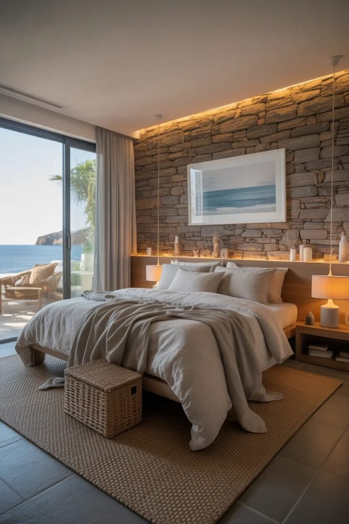 Stone beach theme bedroom ideas