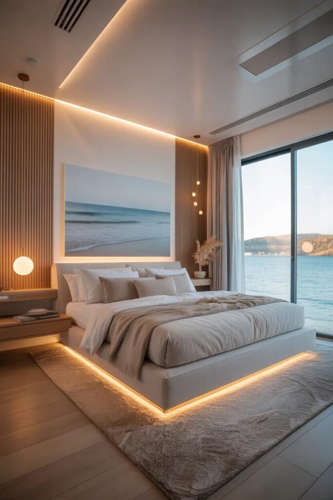 LED beach theme bedroom ideas