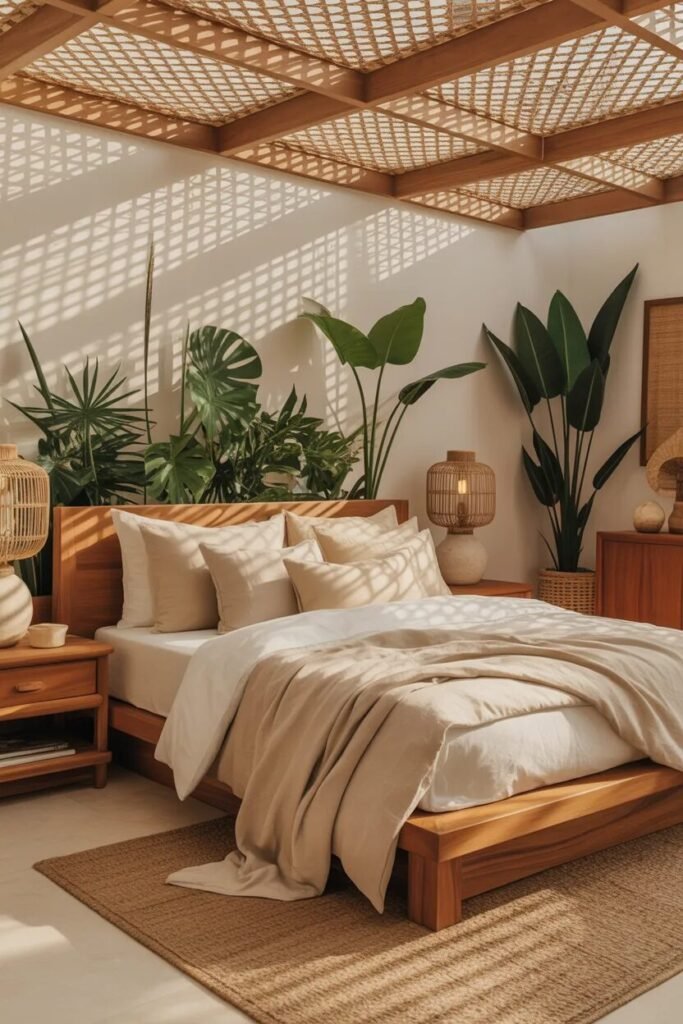 Woven beach theme bedroom ideas