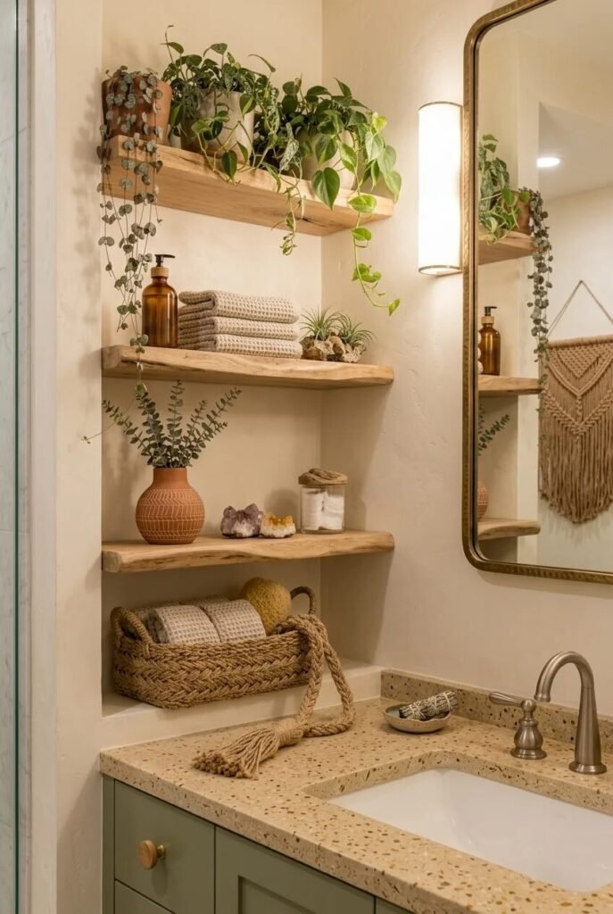 17 bathroom wall decor ideas glass shelves