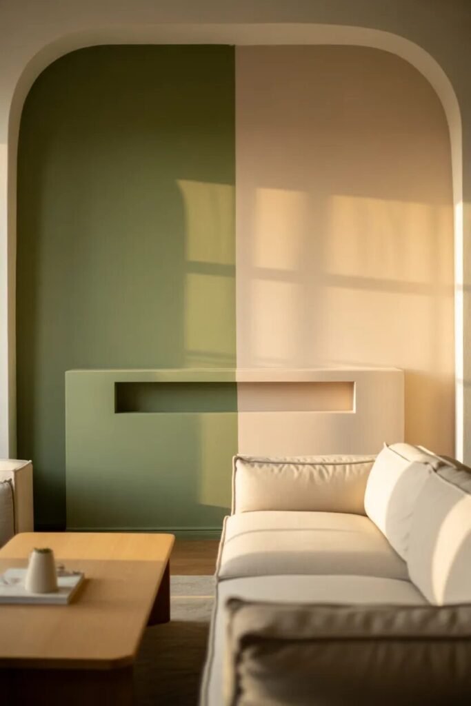 dual tone living room wall decor ideas